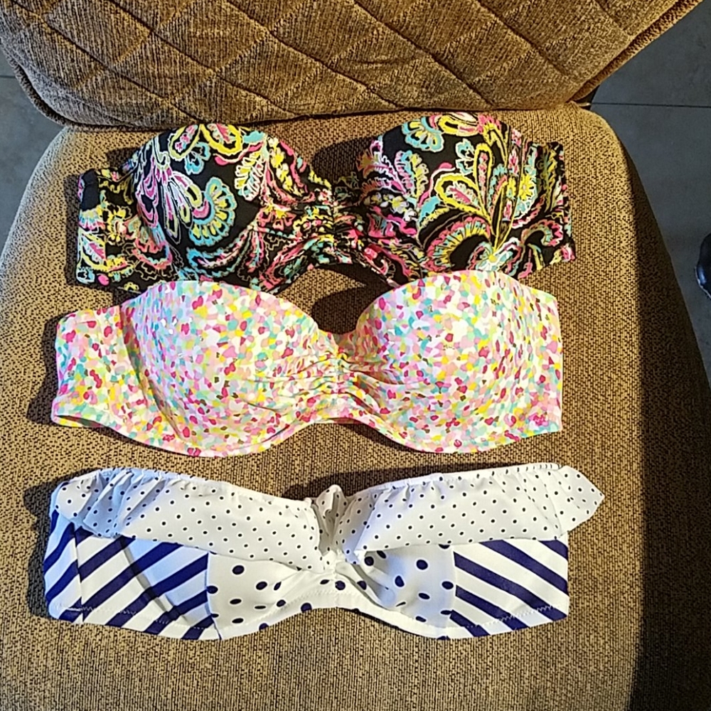 3 Victoria Secret Strapless Swim Bikini Tops